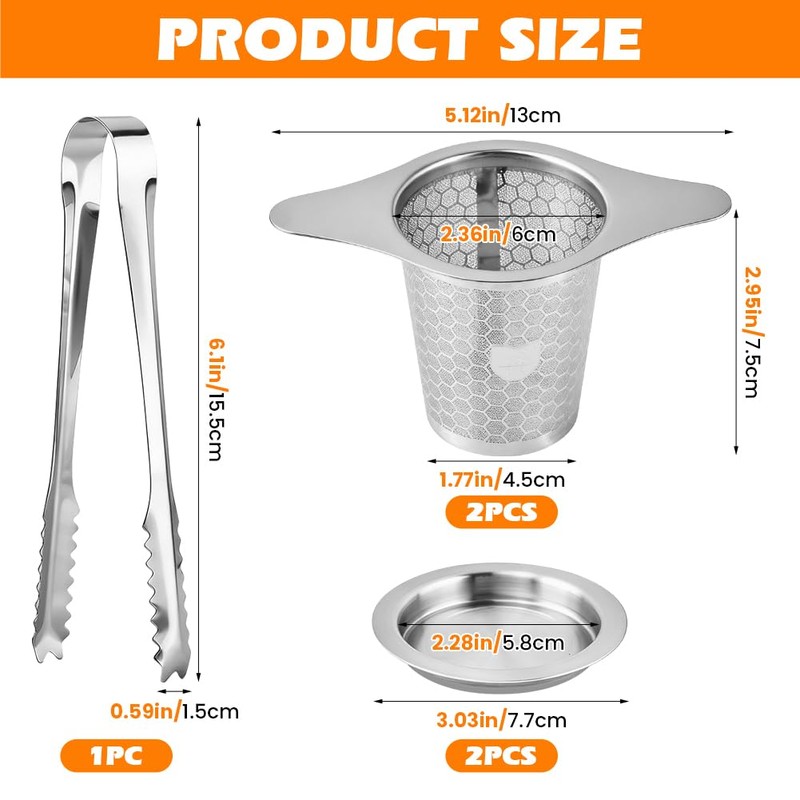 2-Pack Loose Leaf Tea Infusers, 316 Stainless Steel Strainers with