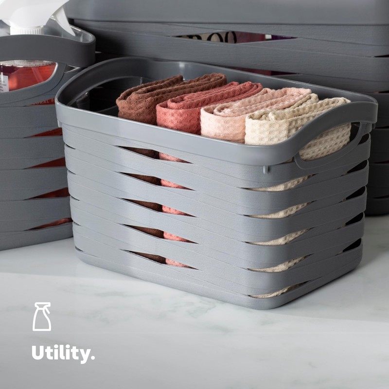LIVIVO Set of 3 Storage Baskets Kaari – Weaved Stackable