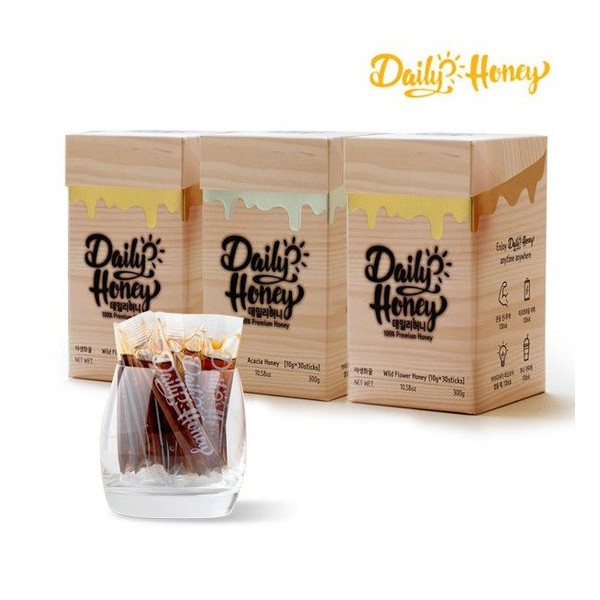 [Daily Honey] Domestic natural honey sticks 3 packs of 30, 90 packs of acacia honey / [데일리허니]국산 천연 꿀스틱 30포3개, 아카시아꿀 90포
