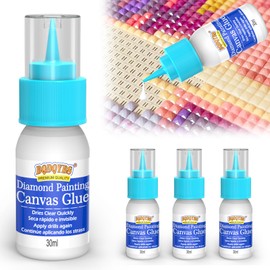 Diamond Painting Glue, Clear Tacky Adhesive Refill, Quick Dry Repair for Bald Spots and Low Tack Canvas, Non-Toxic, for Freestyle Diamond Art, Blank Canvas DIY, 4 * 30ml