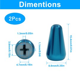 Jiozermi 2 Pcs Blue Guitar 5 Ways Switch Tips，Pickup Selector Switch Caps Metal Switch Knobs for USA Fender Strat Tele