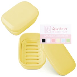 Quatish 2 Pack Travel Soap Container, Portable Soap Holder with Lid, Travel Bar Soap Holder, Soap Case for Camping Gym Travel, Soap Box for Bathroom, Yellow