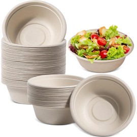 100 Stück Ökologische Einwegsuppenschale, 260ml Einweggeschirr aus Zuckerrohr, Pappschalen Einweg Suppenschalen, Bio Suppenschüssel Kompostierbares für Picknick BBQ, Braun