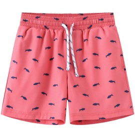 HODOSPORTS Ropa Traje de baño para niños con bolsillos, Tiburón rosa, 10-12 Años