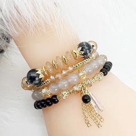 Beljeley Bohemian Beaded Stretch Bracelet Set, Boho Crystal Jewelry Mothers Birthday Gifts for Women Mom Grandma Girls, Normal, no gemstone