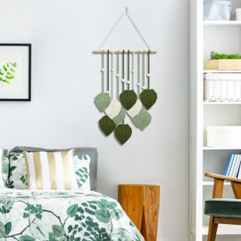 Macrame Wall Hanging Tapestry Boho Decorative Macrame Tapestry Woven Wall Hanging Leaf Feather Wall Decoration