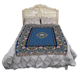 Pure Country Weavers William Morris Strawberry Thief Border Blanket - Arts & Crafts - Gift Tapestry Throw Woven from Cotton - Made in The USA (72x54)