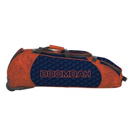 Boombah Spartan Rolling Bat Bag 2.0 3DHC - 38" x 12-1/2" x 12" - Navy/Orange - Holds 4 Bats and Much More