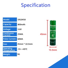 STEPMAX (10 Pack ER10450 AAA Lithium Battery 3.6V 800mAh Battery (Non-Rechargeable)