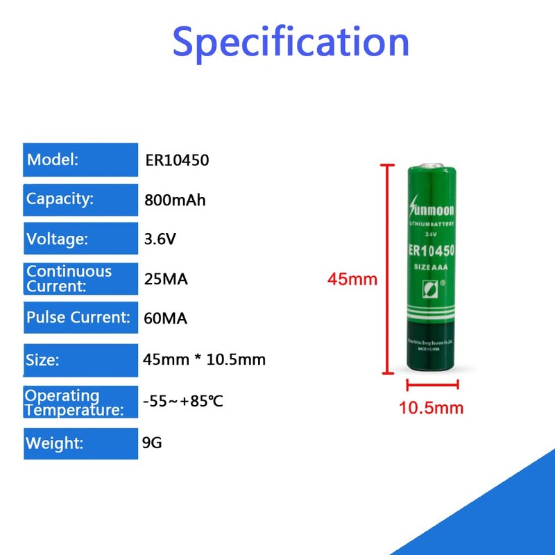 STEPMAX (10 Pack ER10450 AAA Lithium Battery 3.6V 800mAh Battery