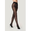 Goldenpoint Women's Tights with Bow Pattern and Hygienic Gusset, black,