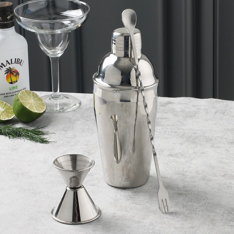 Cocktail shaker 500 + jigger + bar spoon making set