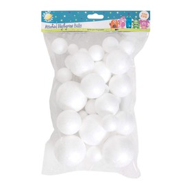 Craft Planet Docrafts Polystyrene Balls, Assorted Sizes,White, (Pack of 40)
