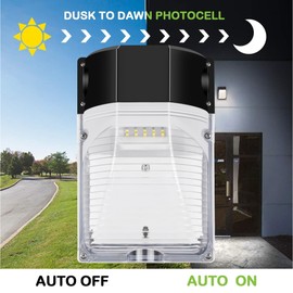 hykolity Update 30W LED Wall Pack Light with Photocell, 3450LM 5000K Daylight Dusk to Dawn 120V LED Outdoor Wall Mount Light, 150-250W MH/HPS Replacement, Waterproof Security Lighting-4 Pack