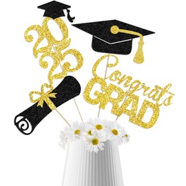 Gold Black Graduation Centerpieces for Tables 2025 Graduation Decorations Class of 2025 Graduation Table Decorations Graduation Party Centerpieces for Tables 2025 Graduation Party Decorations