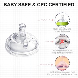 Sippy Straw Nipples for Comotomo Baby Bottles, Transition Straw Sippy Cup 100% Food Grade Silicone Soft Nipple, 8m+, Pack of 4