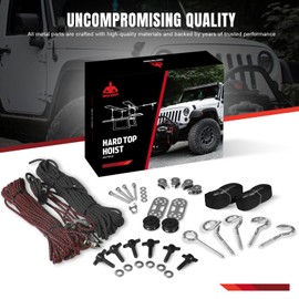 Jack Boss HardTop Removal Lift for Jeep Wrangler, Compatible with All Jeep Wrangler JK JL Models, Easy One-Person Operation Roof Hardtop Hoist with Anti-Drop System, Supports 8-16 ft