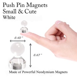 MHDMAG Magnetic Push Pins Powerful Push Pin Magnets for Fridge Whiteboards Calendars Maps in School & Office Pack of 32,White