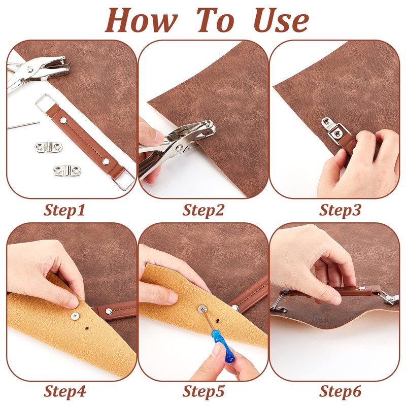 WADORN Pack of 6 Leather Luggage Parts Handle, 5.75" Luggage