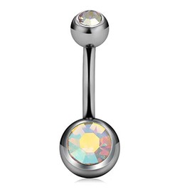 CIZME G23 Titanium Belly Button Piercing 10 mm Belly Piercing with Crystal Diamond Piercing Belly Button Jewellery, Titanium
