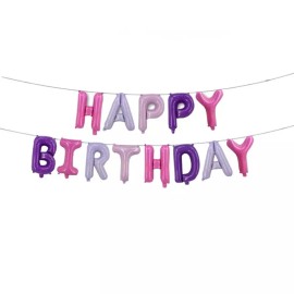 Unbranded US Happy Birthday Balloons Banner Bunting Party Decoration Self-Inflating New - Purple