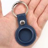 AirTag Case Leather Navy Navy Blue Key Holder Round Carabiner