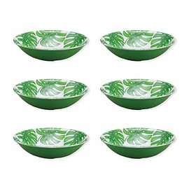 UPware Monstera Melamine Bowl Set, Round Bowls for Pasta, Rice, Soup, and Salad, BPA-Free, Dishwasher Safe, Shatter-Proof, Green, 8 Inch, Set of 6
