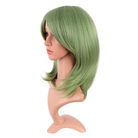 MapofBeauty 16 Inch/40 cm Fashion Short Side Bangs Synthetic fiber Hair BOB Women Wig (Mixed Green)