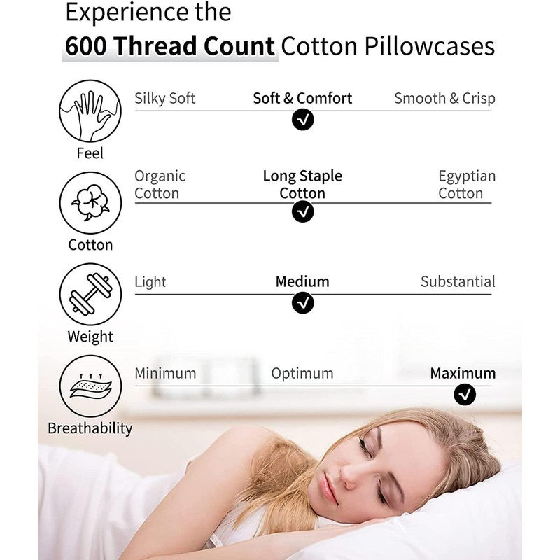 Warmstar Cotton Body Pillow Cover 1 Pack, 600 Thread Count