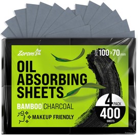 Natural Oil Blotting Sheets for Face with Bamboo Charcoal - 4pk/400 Makeup Friendly Oil Absorbing Sheets for Face - Blotting Papers for Oily Skin
