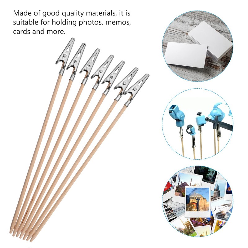EXCEART 100pcs Alligator Clips Bamboo Stick Metal Alligator Iron Clip