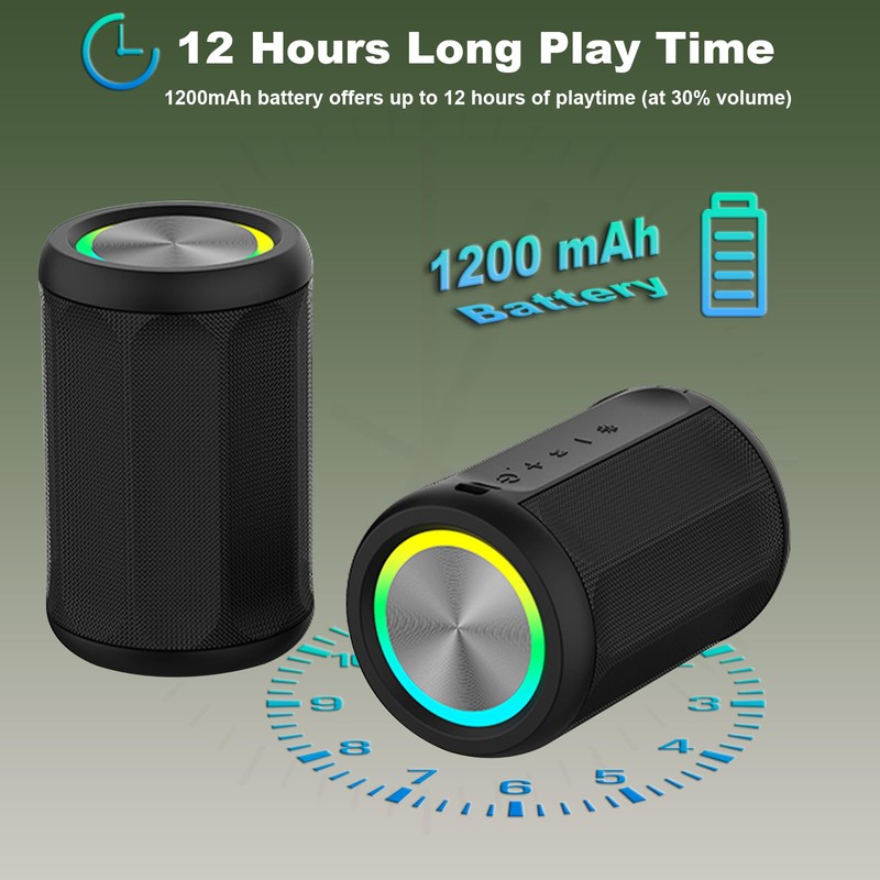 CofunKool Small Portable Bluetooth Speaker with RGB Light, Clear Stereo