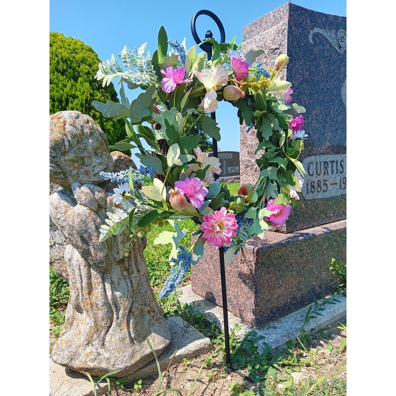 Carson 36" Black Metal Wreath Stake - In-Ground Wreath Hanger