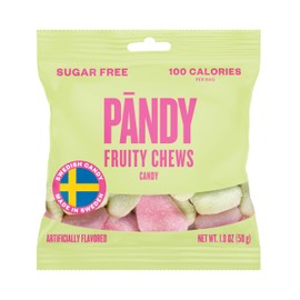 Pandy Swedish Candy Sugar Free Candy Wild Strawberry & Fruity Green Apple 14 Bags - Swedish Candy Mix - Diet Candy Keto Gummy Low Calories Snacks - Healthy Foam Sweets Fruity Chews 14 x 1.8oz