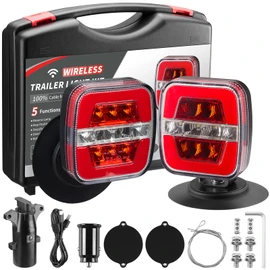 inhtgeas Wireless Trailer Lights - Magnetic Trailer Lights Adjustable Tow Light with Suction Cup, Rechargeable Towing Tail Light Kit Reverse Light Portable LED Towing Lights for Trucks, Boat, RV