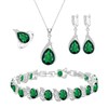 LMXXVJ Green Cubic Zirconia Necklace Ring Earrings Bracelet Jewelry Set