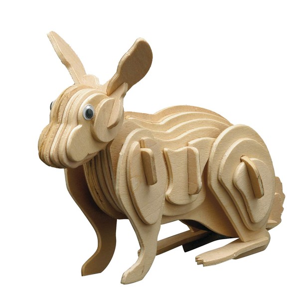 Pebaro 858/3 Holzbausatz Hase, 3D Puzzle Tier, Modellbausatz, Basteln mit