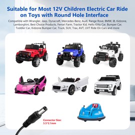 12V Battery Charger for Kids Ride On Toys, Electric Cars, ATVs, Motorcycles, Power Wheels, and More Universal Charger for 12V Battery Powered Vehicles, Remote Control Ride Ons, and Small Electric Toys
