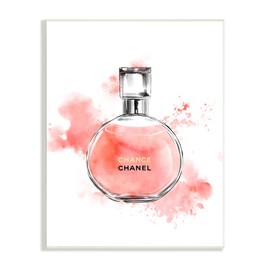 Stupell Industries Pink Fashion Watercolor Cosmetic Perfume Bottle Designer Glam, Designed by Ziwei Li Wall Plaque, 10 x 15, White