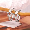 Silver 925 Earrings for Women, Small Hoop Hypoallergenic Star Hoops