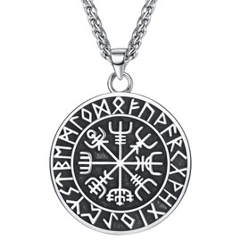 MILACOLATO Men's Viking Necklace 925 Sterling Silver Viking Jewellery for Men Boys with Stainless Steel Chain Vegvisir Compass Viking Gift