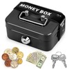 Small Cash Box, Small Safe, Elegant Steel Cash Box, Black