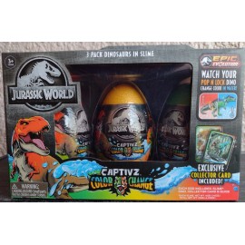 ToyMonster 3 Pack Jurassic World Captivz Color Change Dinos in Slime Eggs