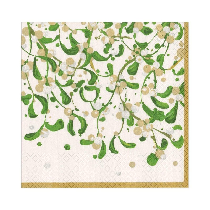 Caspari Modern Mistletoe Paper Luncheon Napkins - 20 Per Package