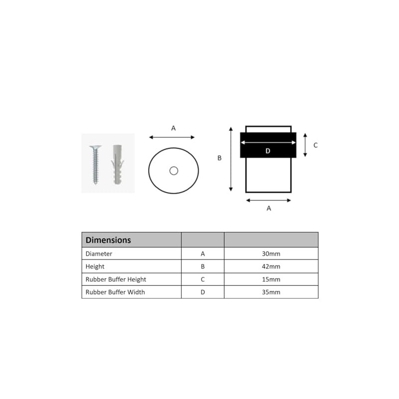 HANDLEZONE® 4 Pack Floor Mounted Door Stop 30mm x 40mm,