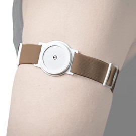 DiaBrothers Freestyle Libre 2 Fixation Strap Holder with Adjustable Bracelet – Holder: White – Bracelet: Beige – Size: M (25-35 cm)