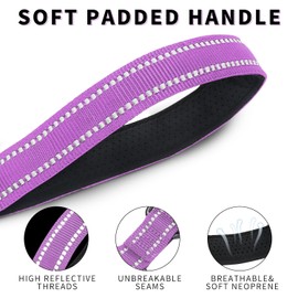 SAEGYPET 12 Inch Short Training Dog Leash with Padded Handle for Large Dogs, Dog Lead with Locking Carabiner Clip, Strong Training Leash (Purple,12 Inch)