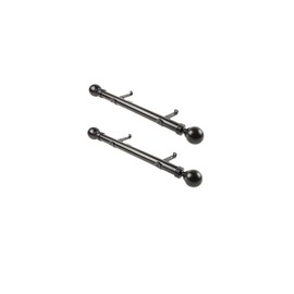 Maykoosh Steel Curtain Rod with Finials - 12 Inch Single Rod Set of 2 - Black Finish