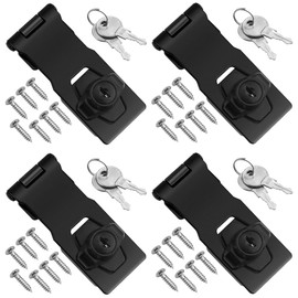 TOVOT 4PCS 4" Keyed Hasp Locks Door Hasp Latches Lock Padlock Latches for Cabinet Drawer(Keyed Alike)