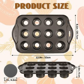 Yuanan 2 Pack 12 Cups Muffin Pan Mini, Nonstick Cheesecake Pans Carbon Muffins Pan with Removable Bottom 13 X 8 Inch Muffin Cheesecake Mold Mini Cheesecakes Molds Nonslip Muffins Pans Baking Supplie